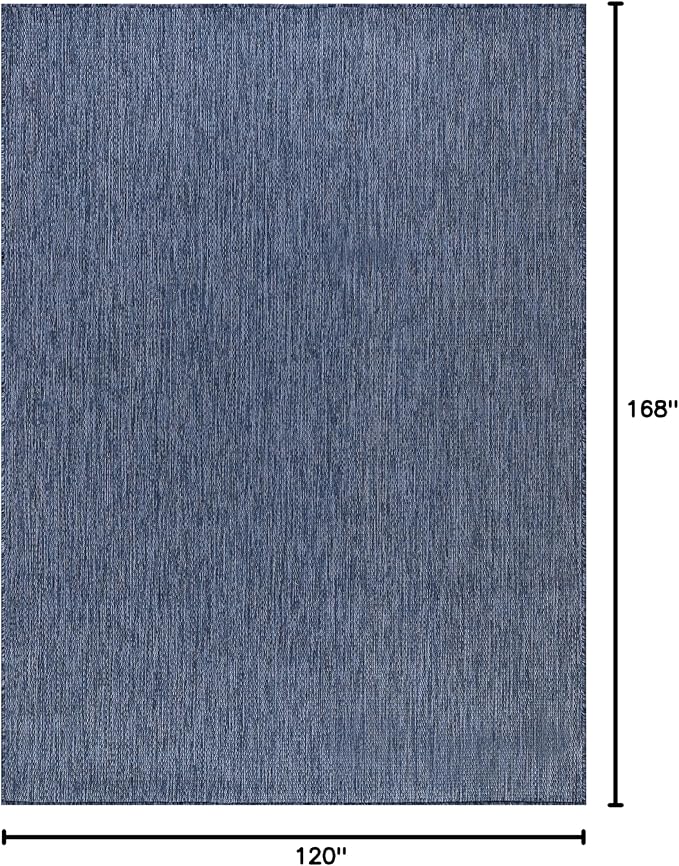 Washable Indoor Outdoor Rug 10x14 Weather Resistant Area Rugs Modern Solid for Porch Deck Balcony Backyard Patio Outside Carpet (10 X 14 Azure Blue)