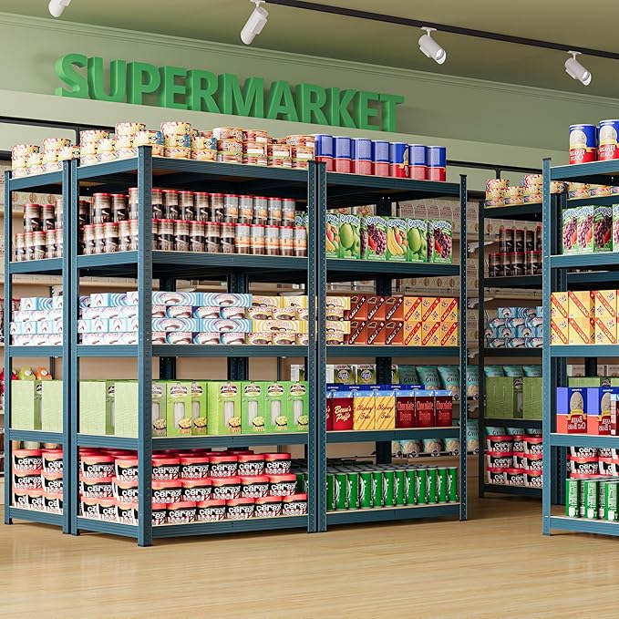 Yaheetech Storage Shelves 5 Tier Garage Shelving Adjustable Utility Rack Industrial Shelves for Warehouse Pantry, 35.5" L × 16″W × 71″H - Neptune Blue