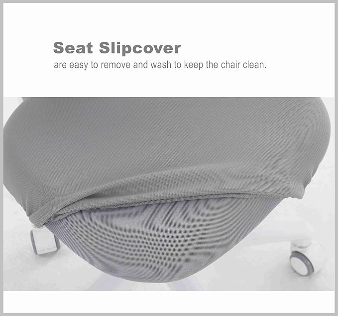 Kids Desk Chair, Boy's Girl's Child Children Study Office Computer Chair, Ergonomic Design, Adjustable Height and Seat Depth (Grey) (Grey W/Armrests and Footrest)