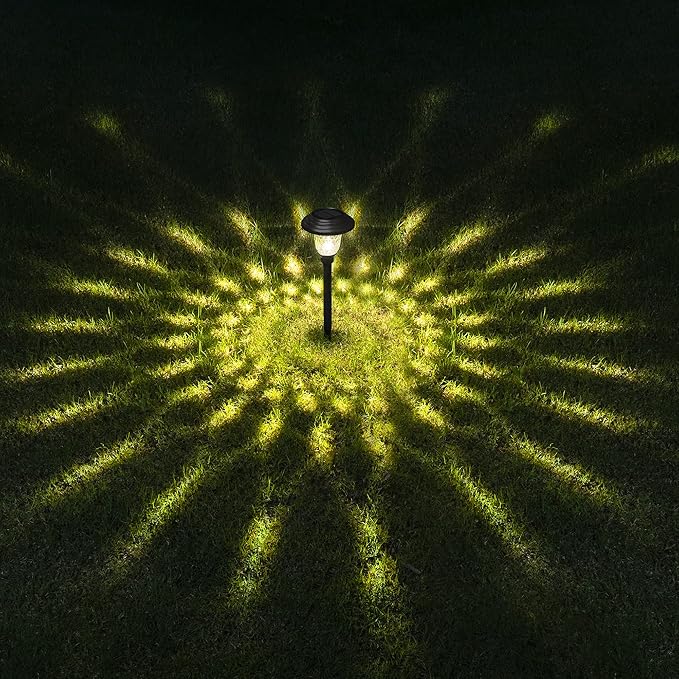 GIGALUMI 8 Pack Solar Pathway Lights, Solar Garden Lights Outdoor Warm White, Waterproof Led Path Lights for Yard, Patio, Landscape, Walkway (Black)