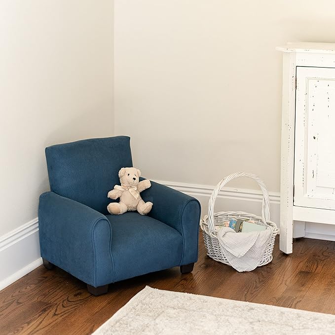 Kid Rocking Chair for Toddlers, Child Chair for Little Kids, Upholstered Toddler Armchair for Children, Comfy and Cute Little Kid Chairs (Legs, Navy)