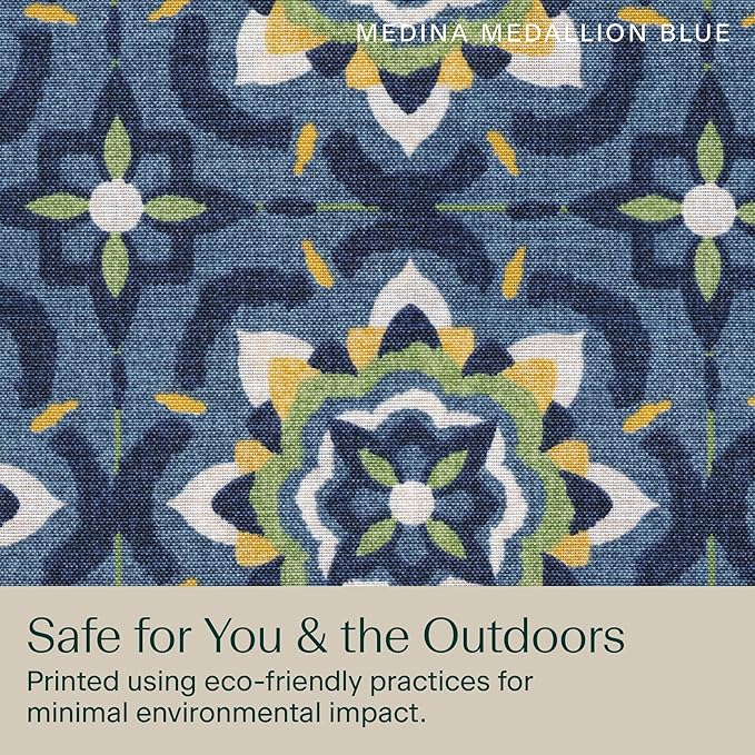 Honeycomb Outdoor Deep Seat, 24 x 23, Medina Medallion Blue Chair Cushion for Patio Furniture