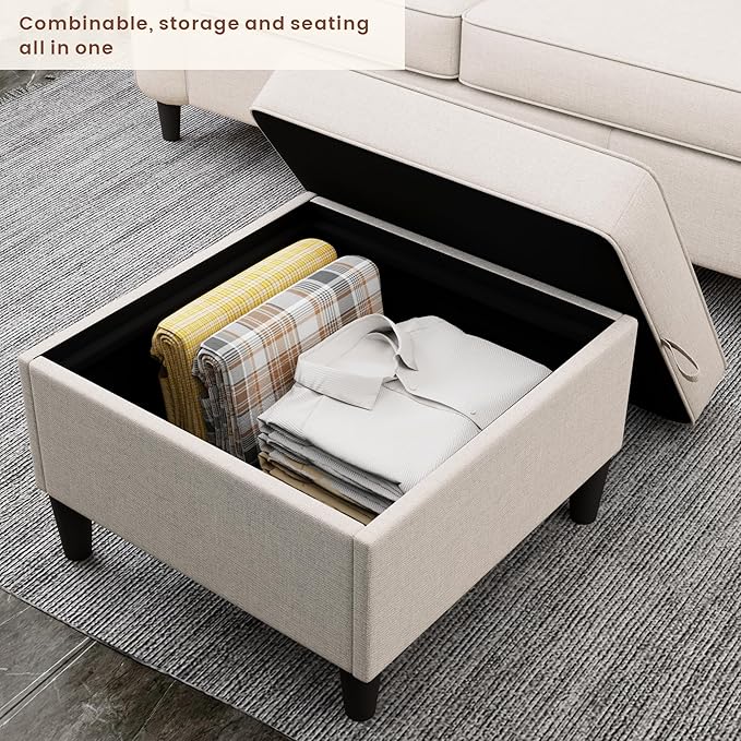 Sectional Couches for Living Room - Deep Seater Couch Living Room-Comfy L Shape Modular Sofa,with Storage Chaise-Washable Covers-Suitable for Living Rooms,Apartments,Rooms and Offices-Beige,USB