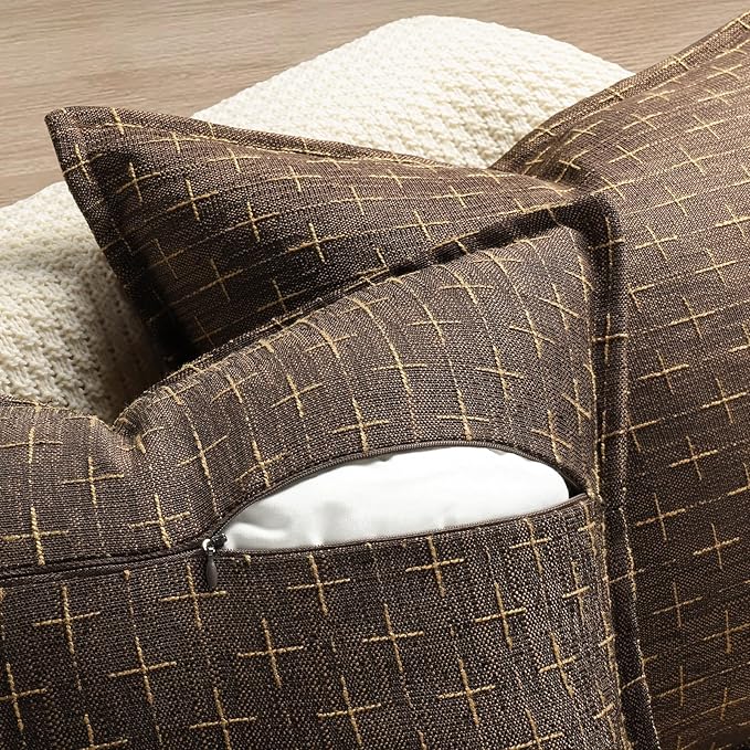 ZWJD Pillow Covers 26x26 Set of 2 Soft Polyester Textured Pillow Covers with Stylish Flange Edge Cozy Farmhouse Throw Pillows for Couch Bed Sofa Living Room