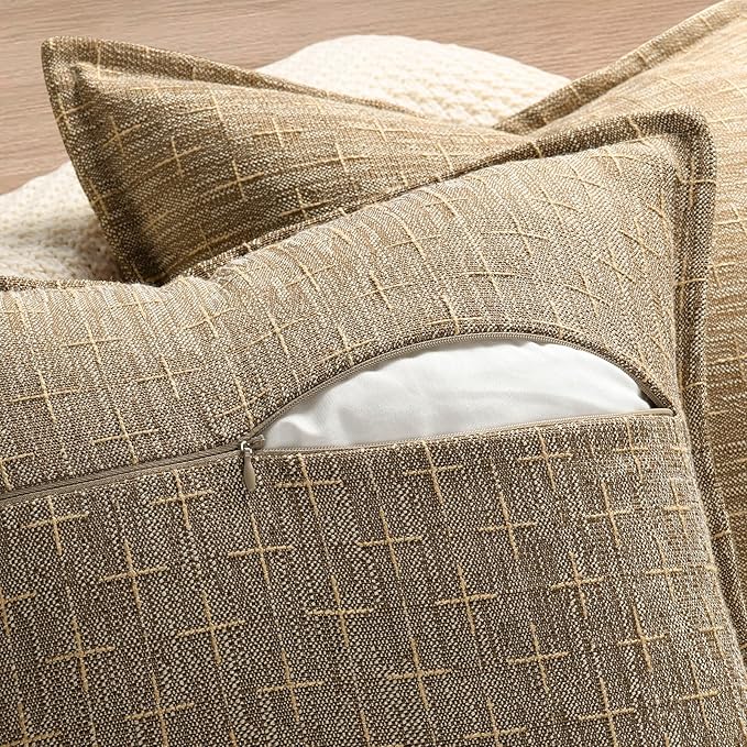 ZWJD Pillow Covers 26x26 Set of 2 Soft Polyester Textured Pillow Covers with Stylish Flange Edge Cozy Farmhouse Throw Pillows for Couch Bed Sofa Living Room