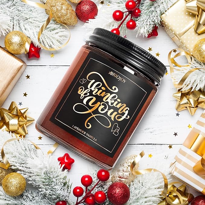 Thinking of You Scented Candle Gifts for Women Men - Unique Friendship Gifts for Best Friend - Relaxing Aromatherapy Gift for Her Him - Lavender Vanilla Essential Oil Soy Wax Candle for Home