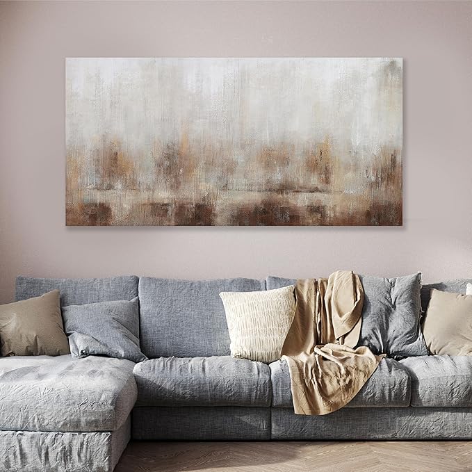 Abstract Wall Art Home Decor Wall Brown Canvas Print Wall Art Framed Modern Abstract Artwork for Living Room Bedroom Dining Room Home Office Decor 29"x58"