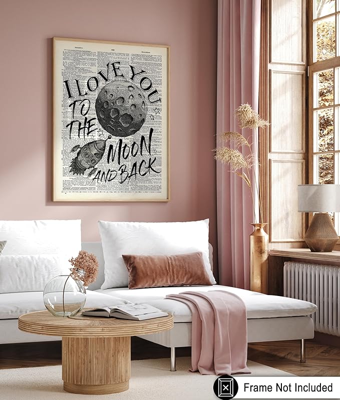 Poster Master Dictionary Art Poster - I Love You To The Moon and Back Print - Motivational Art - Gift for Him, Her & Lovers - Romantic Decor for Dorm, Bedroom or Living Room, 24x32 Unframed Wall Art