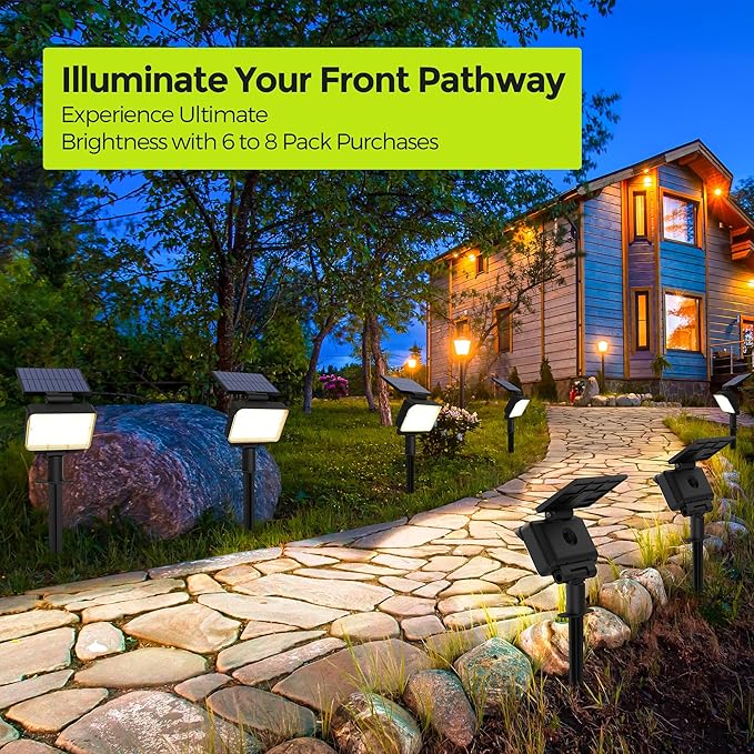 Solar Spot Lights Outdoor Waterproof for Flag, Tree, House, Garden, Yard, Landscape Spotlights for Accent Uplighting Halloween Christmas Decorations-2 Pack