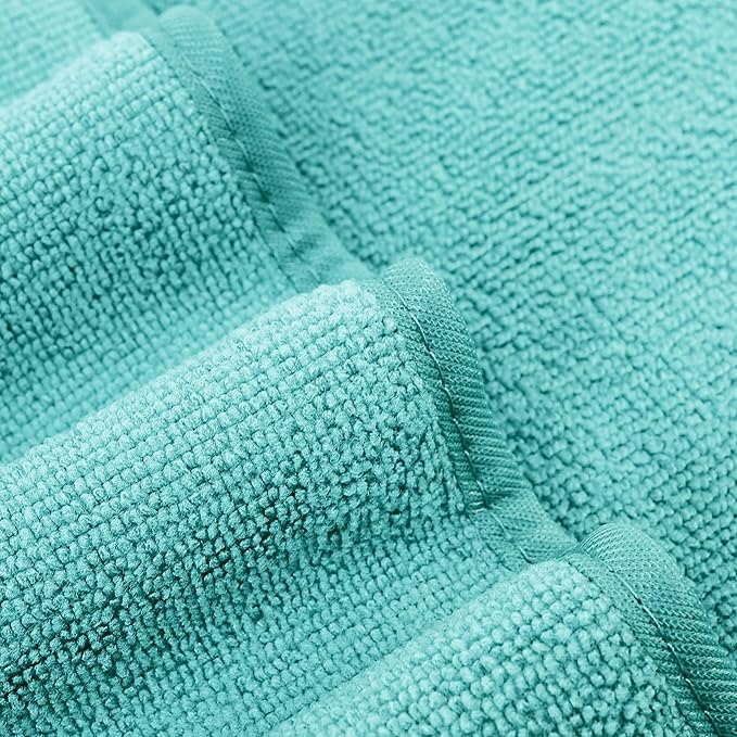 POLYTE Oversize, 60 x 30 in., Quick Dry Lint Free Microfiber Bath Towel Set, 6 Piece (Aqua)