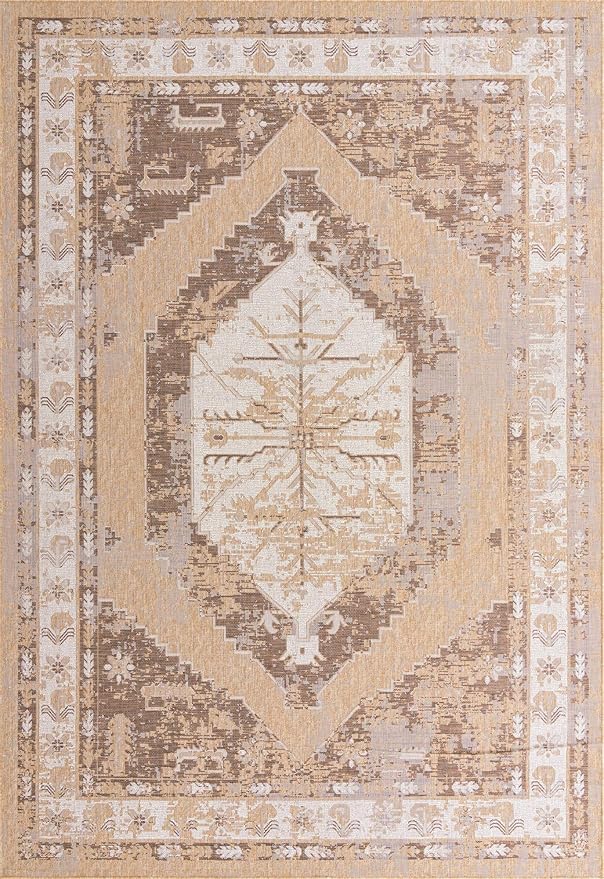Unique Loom Outdoor Traditional Collection Area Rug - Valeria (10' x 14' 1" Rectangle, Natural/ Ivory)
