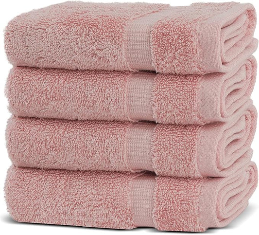Chakir Turkish Linens | Hotel & Spa Quality 100% Cotton Premium Turkish Towels | Soft & Absorbent (4-Piece Washcloths, Pink)