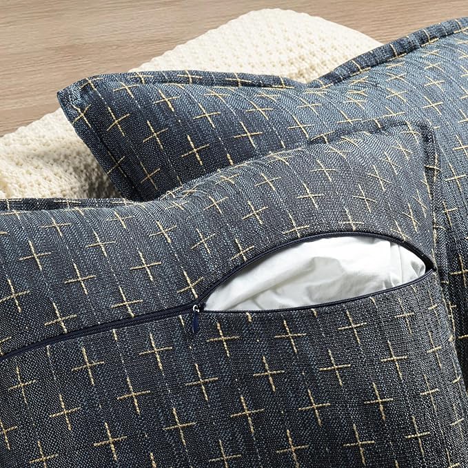 ZWJD Pillow Covers 22x22 Set of 2 Soft Polyester Textured Pillow Covers with Stylish Flange Edge Cozy Farmhouse Throw Pillows for Couch Bed Sofa Living Room