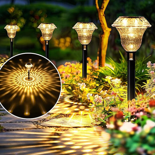 SOLPEX Solar Pathway Lights Garden Decor for Yard, Garden Lights Solar Powered Waterproof Landscape Lighting, Solar Outdoor Lights Porch Decor for Path Walkway Driveway (8 Pack Warm White)