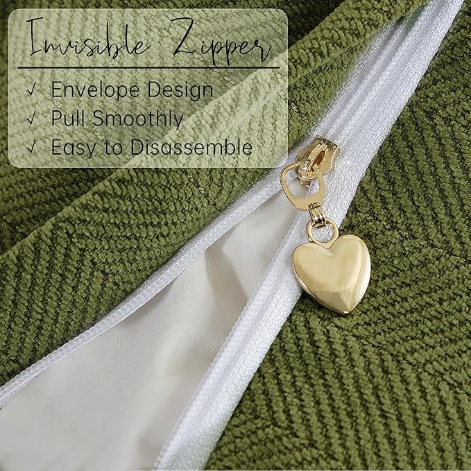 ZWJD Olive Green Pillow Covers 12x20 Set of 2 Chenille Throw Pillow Covers with Elegant Design Soft and Luxurious Decorative Throw Pillows for Couch, Bed, and Home Decor