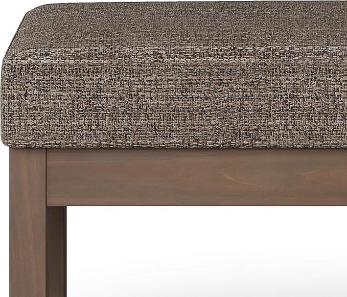 SIMPLIHOME Milltown 45 inch Wide Contemporary Rectangle Large Ottoman Bench in Mink Brown Tweed Look Fabric, Assembled, for the Living Room and Bedroom