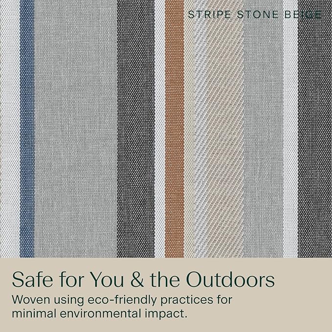 Honeycomb Outdoor Deep Seat, 24 x 23, Stripe Stone Beige Chair Cushion for Patio Furniture