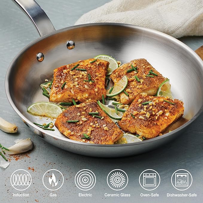 Tramontina Tempo Tri-Ply Base Stainless Steel 7-Piece Cookware Set with Glass Lids, Pots and Pans Kitchen Set, Induction-Ready, Oven-Safe, Dishwasher-Safe