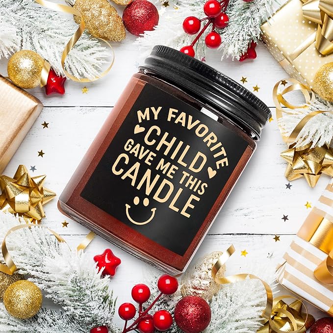 Birthday Gifts for Mom from Son, Daughter - Favorite Child Candle - Mom Candle, Funny Mother Gifts - Fun Relaxing Gift for Women - Lavender Vanilla Natural Soy Wax Candle for Home