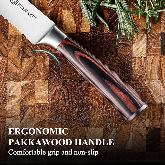 KEEMAKE Bread Knife for Homemade Bread, 8" Sourdough Bread Knife Serrated with Ultra Sharp High Carbon Stainless Steel Blade, Cutting Slicer for Bread Cake Fruit, Ergonomic Handle, Gift Box Included