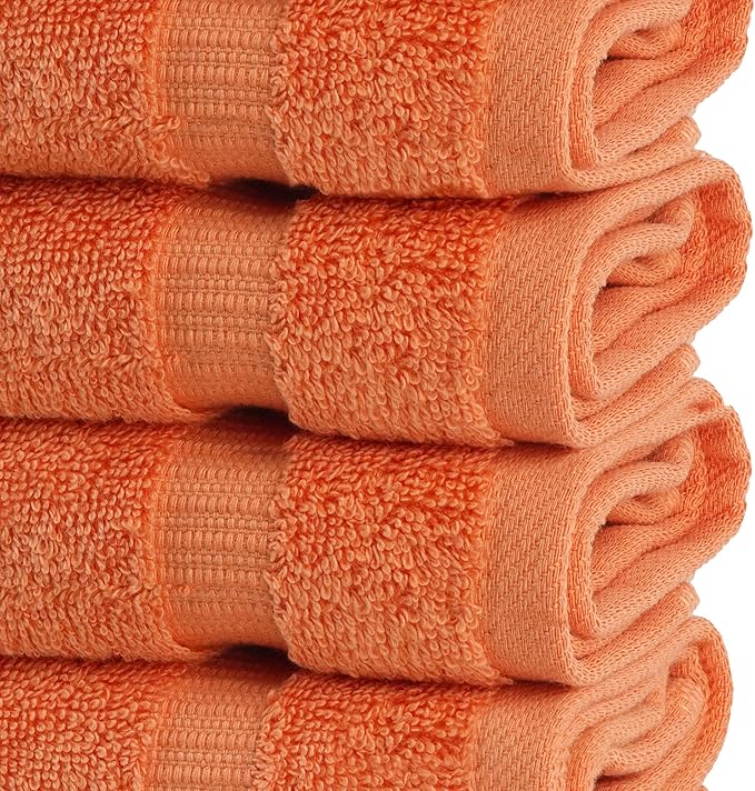Chakir Turkish Linens | Hotel & Spa Quality 100% Cotton Premium Turkish Towels | Soft & Absorbent (4-Piece Washcloths, Coral)