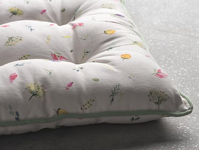 Maison d' Hermine Chair Pads for Dining Chairs Cotton Outer Fabric and Poly Filling 16"x16" Patio Seat Cushions for Furniture with Ties Home Chair Farmhouse (Botanical Fresh - Placed, Pack of 2)