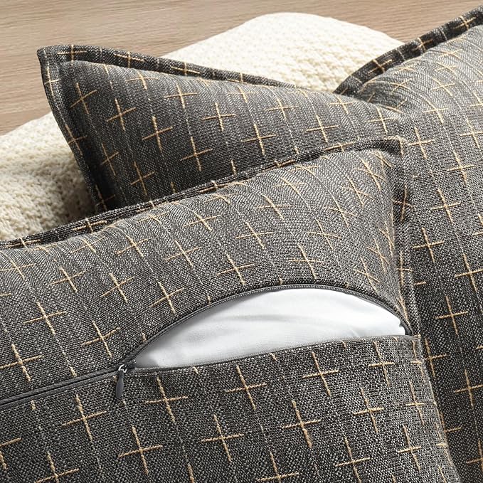 ZWJD Pillow Covers 26x26 Set of 2 Soft Polyester Textured Pillow Covers with Stylish Flange Edge Cozy Farmhouse Throw Pillows for Couch Bed Sofa Living Room