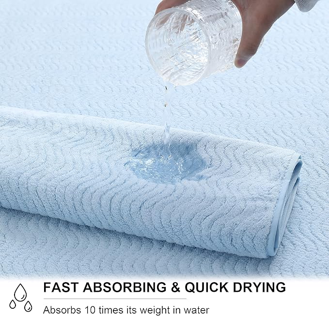 Ultra Soft 8 Piece Textured Bath Towel Set for Bathroom Shower Pool, Kitchen, Quick Dry, Lightweight Highly Absorbent - 2 Oversized Bath Towel Sheets, 2 Hand Towels, 4 Washcloths - Light Blue