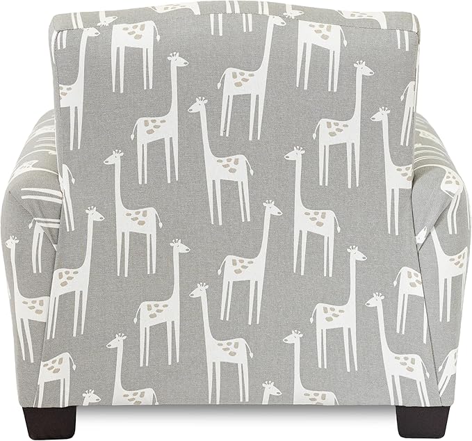 Toddler Personalized Armchair, Kids Upholstered Rocking Chair with Personalization, Toddler Chair with Personalized Name, Comfy Child Armchair, (Grey Giraffes Print, Legs)