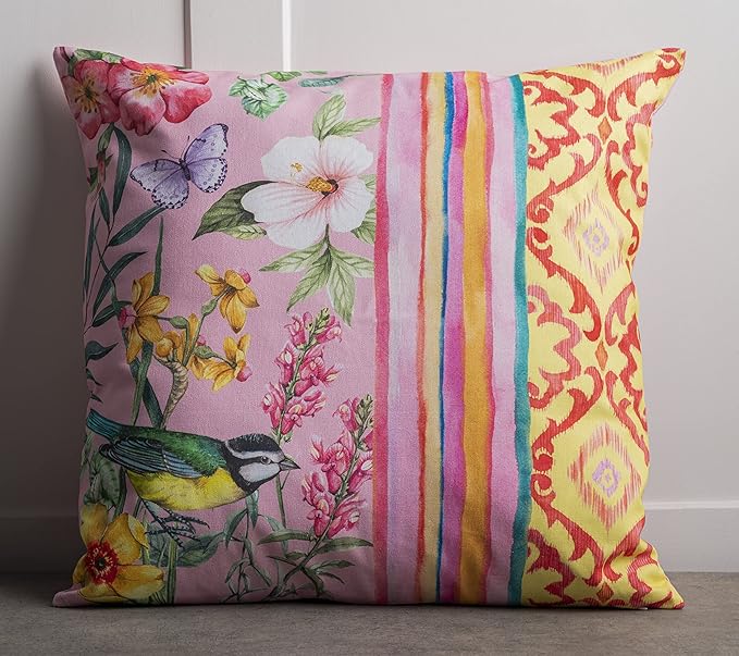 Maison d' Hermine Decorative Pillow Covers 18 x 18 Inch Square 100% Cotton Throw Pillow Covers with Invisible Zipper for Living Room Couch, Chair, Sofas, Bedroom, Home (Hesperides - Glamour)