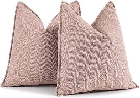 ZWJD Dusty Pink Pillow Covers 26x26 Set of 2 Chenille Throw Pillow Covers with Elegant Design Soft and Luxurious Decorative Throw Pillows for Couch, Bed, and Home Decor
