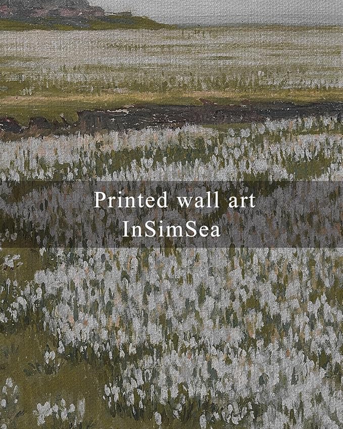 InSimSea Framed Canvas Wall Art Vintage Decor, Classical Grassland Paintings Large Wall Art, Meadow Full of Flowers Wall Hanging Decor for Living Room Farmhouse Bathroom, 20"x30"