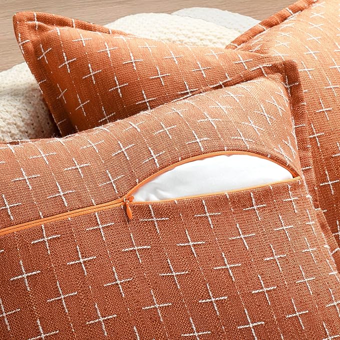 ZWJD Pillow Covers 22x22 Set of 2 Soft Polyester Textured Pillow Covers with Stylish Flange Edge Cozy Farmhouse Throw Pillows for Couch Bed Sofa Living Room