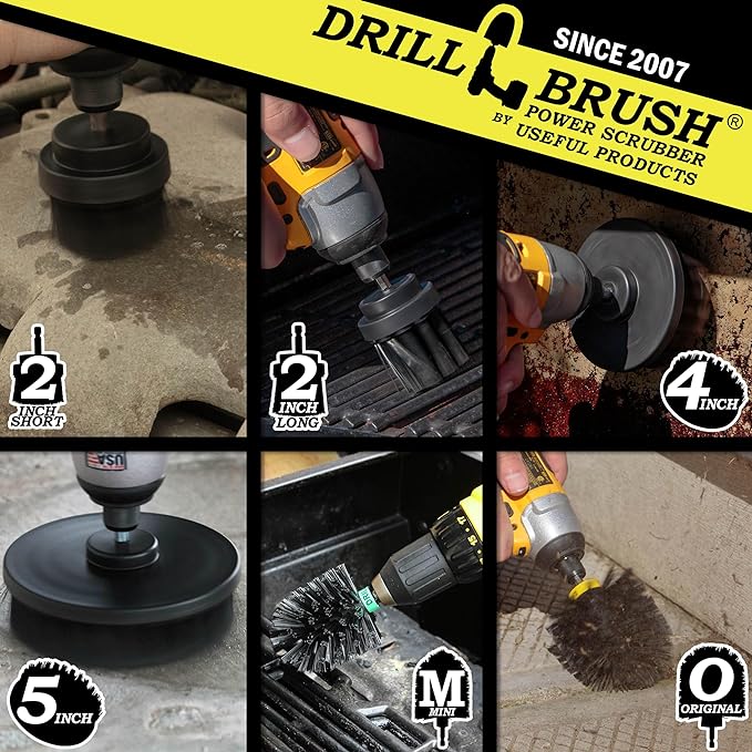 The Ultimate No-Wire Grill Brush Kit - BBQ Accessories - Drill Brush - Rust Remover - Cast Iron Skillet - Grill Cleaner - BBQ Brush - Grill Accessories - Grill Scraper - Electric Smoker - Gas Grill