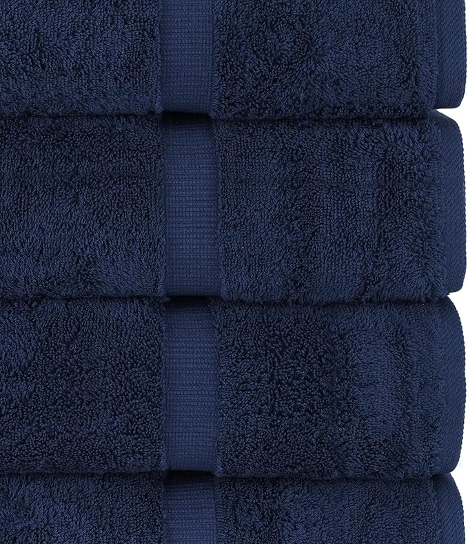 Chakir Turkish Linens | Hotel & Spa Quality 100% Cotton Premium Turkish Towels | Soft & Absorbent (4-Piece Bath Towels, Navy)