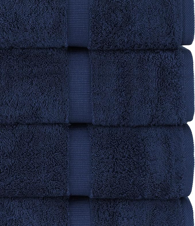 Chakir Turkish Linens | Hotel & Spa Quality 100% Cotton Premium Turkish Towels | Soft & Absorbent (8-Piece Towel Sets, Navy Blue)