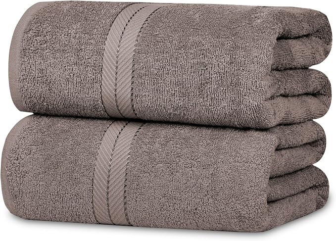 Casa Lino Bath Sheets Set Extra Large - 100% Cotton Extra Large Bath Towels - Highly Absorbent & Quick Dry Oversized Towels for Adults - 60" x 30" - Pack of 2 - (Brown)