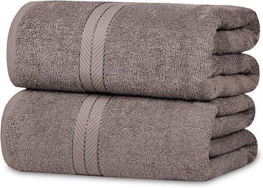 Casa Lino Bath Sheets Set Extra Large - 100% Cotton Extra Large Bath Towels - Highly Absorbent & Quick Dry Oversized Towels for Adults - 60" x 30" - Pack of 2 - (Brown)