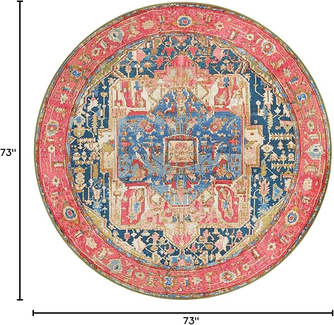 Unique Loom Outdoor Traditional Collection Area Rug - Limon (6' 1" Round Multi/Red)
