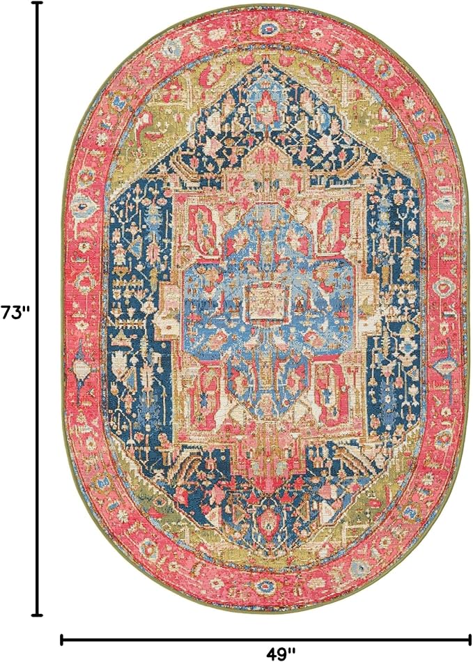 Unique Loom Outdoor Traditional Collection Area Rug - Limon (4' 1" x 6' 1" Oval Multi/Red)