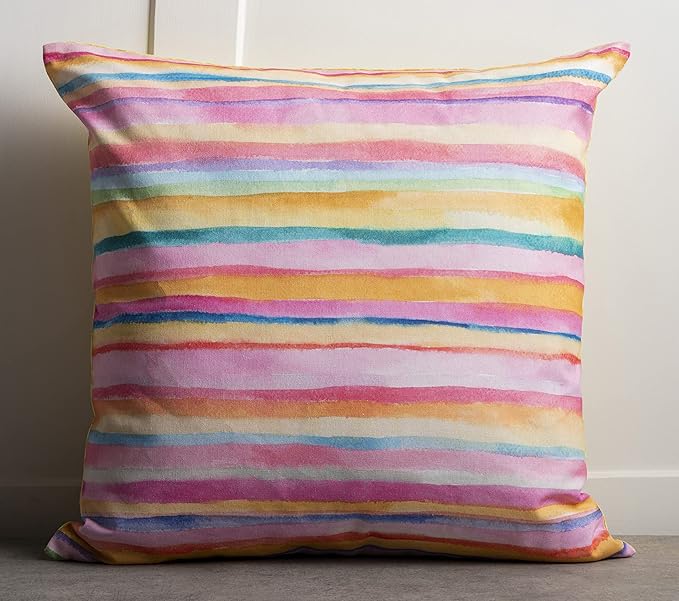 Maison d' Hermine Decorative Pillow Covers 20x20 Inch Square 100% Cotton Throw Pillow Covers with Invisible Zipper for Living Room Couch, Chair, Sofas, Bedroom, Home (Hesperides - Bayadere)