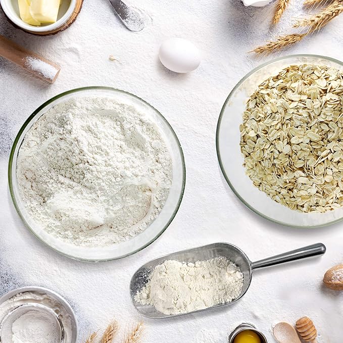 Urban Green Glass Jar with Bamboo Lids (2 sets 100oz) with Metal Scoop, Food Storage Containers with Airtight Lids, Glass Canisters sets, Flour Container Jar