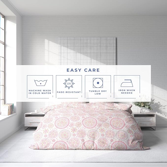 Kotton Culture 1 Pc Queen Size Duvet Cover Only -100% Egyptian Cotton Sateen 600 Thread Count Ultra Soft Premium Durable Comforter Cover Zipper Closure & Corner Ties (Mandala, Queen/Full 90" X 90")