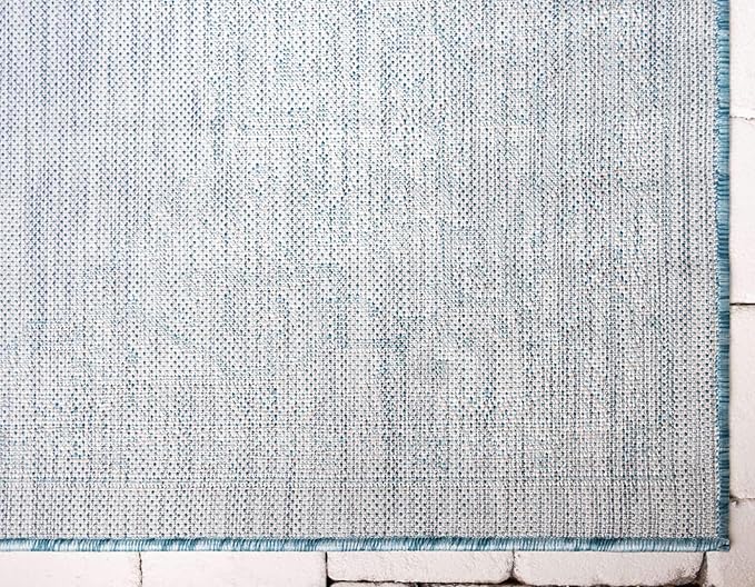 Unique Loom Outdoor Traditional Collection Area Rug - Antique (4' 1" x 6' 1" Rectangle, Light Aqua/ Gray)