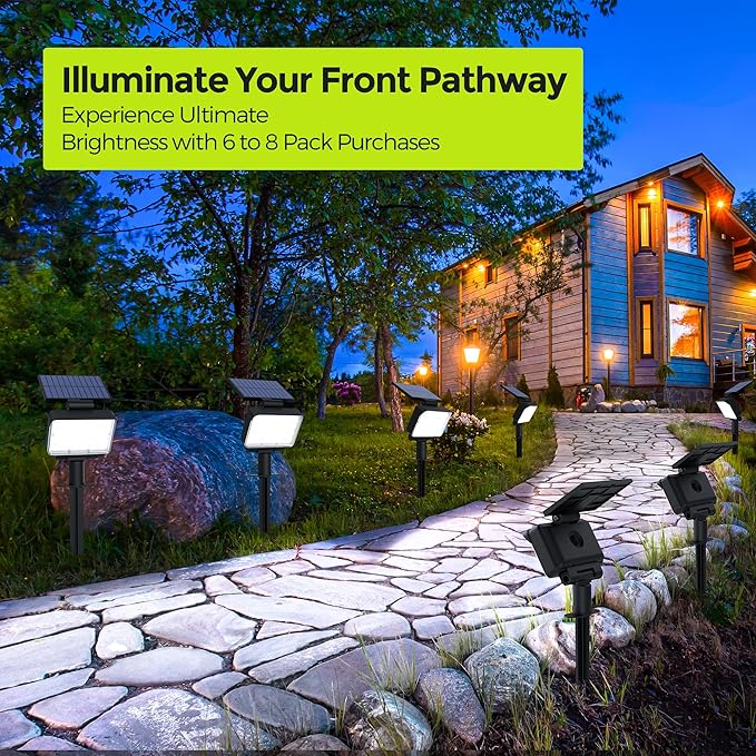 Solar Spot Lights Outdoor Waterproof for Flag, Tree, House, Garden, Yard, Landscape Spotlights for Accent Uplighting Halloween Christmas Decorations-8 Pack