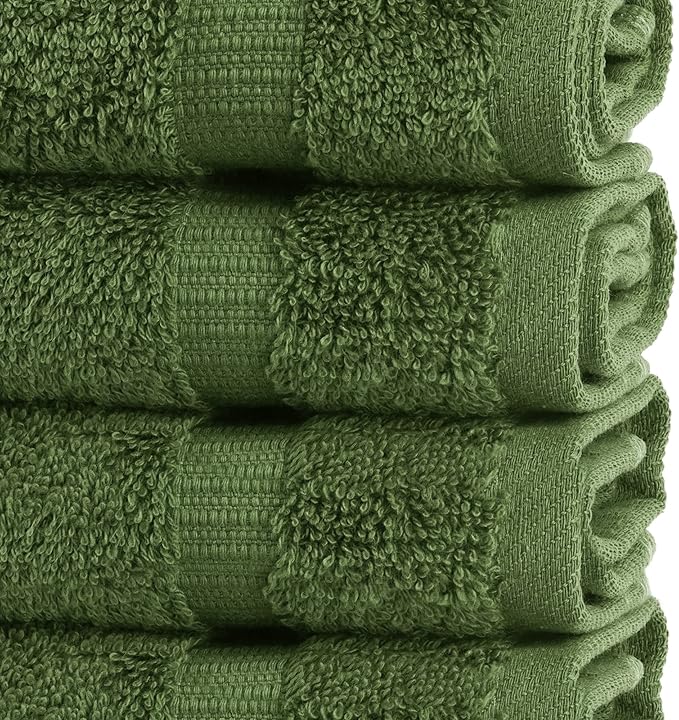 Chakir Turkish Linens | Hotel & Spa Quality 100% Cotton Premium Turkish Towels | Soft & Absorbent (12-Piece Washcloths, Moss)
