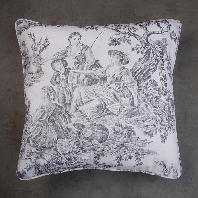 Maison d' Hermine Decorative Pillow Covers 20x20 Inch Square 100% Cotton Throw pillow Covers with invisible Zipper for Living Room Couch, Chair, Sofas, Bedroom, Home (The Miller - Paloma Grey (White))