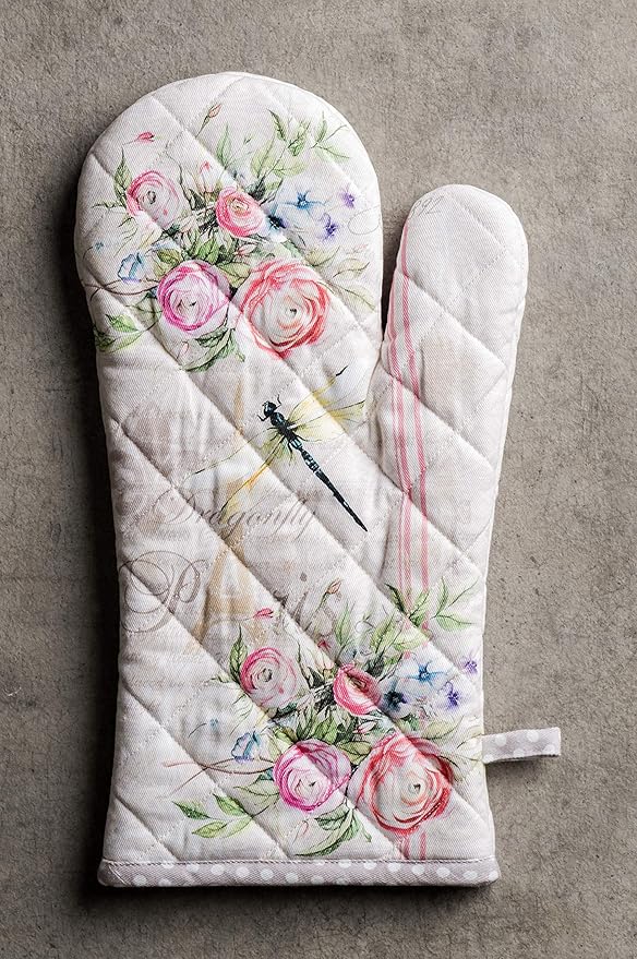 Maison d' Hermine Oven Gloves 100% Cotton Easter Oven Mitt Heat Resistant BBQ Cooking Gloves with Loop for Grilling, Microwave, Barbeque, Champ De Mars Spring/Summer (Oven Mitt (7.5''''x13''''))