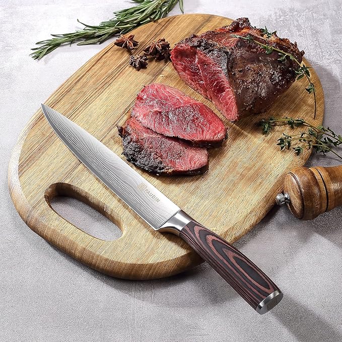 PAUDIN 8-Inch Carving Knife - Ultra Sharp Brisket Slicing Knife, Premium German Stainless Steel With Ergonomic Handle for BBQ, Roast, Meats and Vegetables