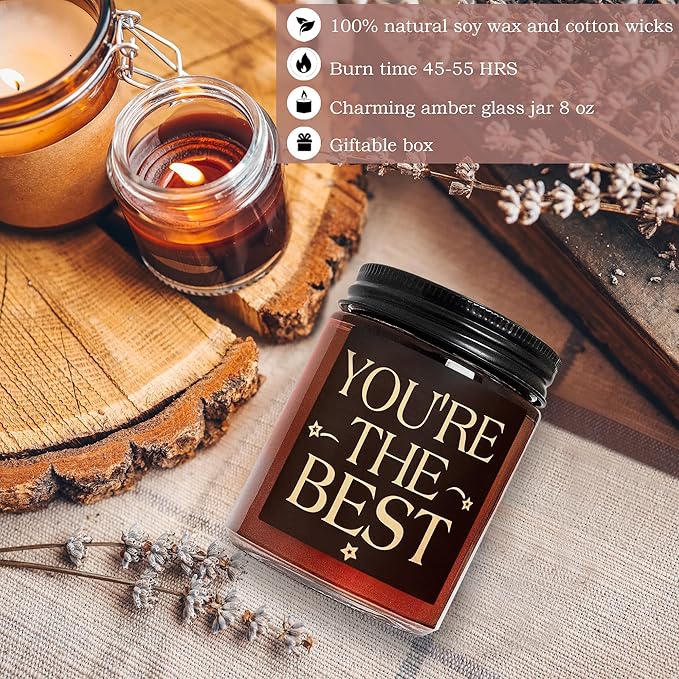 You're The Best Gifts for Women, Men - Birthday, Friendship, Thank You, Appreciation Gift for Coworker, Best Friend, Bestie, BFF, Sister, Mom - Lavender Vanilla Relaxing Soy Candle for Home